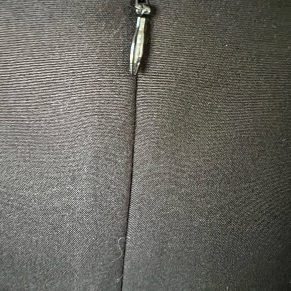 Black Calvin Klein Fully Lined Little Black Dress w/Gold closure at throat front - Picture 4 of 7